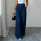 🔥Nu de Ratat👖Pantaloni cu Talie Înaltă, Decor Contrastant, Croială Evazată – Cădere Elegantă, Siluetă Favorabilă