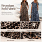 ✨ Rochie lungă cu imprimeu leopard, mâneci scurte și buzunare, 2 Culori, Mărimi S-5XL