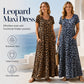 ✨ Rochie lungă cu imprimeu leopard, mâneci scurte și buzunare, 2 Culori, Mărimi S-5XL