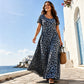 ✨ Rochie lungă cu imprimeu leopard, mâneci scurte și buzunare, 2 Culori, Mărimi S-5XL