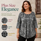 💝✨ Bluză Plus Size cu Imprimeu Paisley & Pliseu Frontal – Mâneci 3/4, Croială Lejeră, Elegantă, 4 Culori, Mărimi 1XL-5XL 🌸🌟