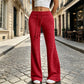 ✨👖 Pantaloni Flare cu Talie Înaltă & Șnur – Confortabili, Feminini, Siluetă Zveltă, pentru Doamne Elegante, 10 Culori, Mărimi S-2XL