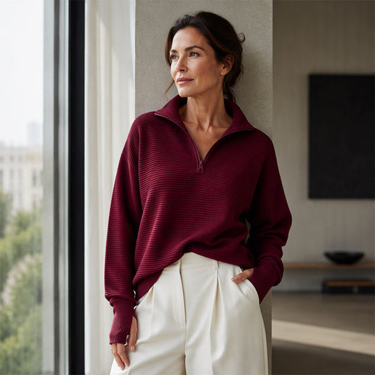 Dam Quarter-Zip Pullover Tröja