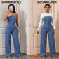 🎉 Vânzare 2026 — Peste 35 600 vândute!👖 Salopetă din denim cu bretele subțiri și picior larg pentru femei