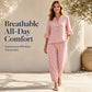 ✨ Set Elegant 2 Piese – Top cu Volănașe & Nasturi + Pantaloni Drepți, Linen-Like, Confortabil, 6 Culori, Mărimi S-3XL
