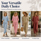 ✨ Set Elegant 2 Piese – Top cu Volănașe & Nasturi + Pantaloni Drepți, Linen-Like, Confortabil, 6 Culori, Mărimi S-3XL