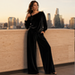 ✨ Stil lejer pentru zi cu zi | Set damă: top cu umerii goi și pantaloni cu picior larg