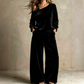 ✨ Stil lejer pentru zi cu zi | Set damă: top cu umerii goi și pantaloni cu picior larg