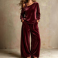 ✨ Stil lejer pentru zi cu zi | Set damă: top cu umerii goi și pantaloni cu picior larg