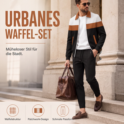 Set bărbătesc cu geacă cu fermoar complet și pantaloni