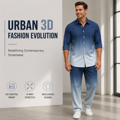Costum de bărbați mărime plus, cămașă și pantaloni casual