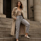 Pantaloni Casual din Bumbac-In cu Dungi Fine, Talie Elastică cu Șnur, Croit Lejer — Confortabili, Respiranți, Naturali