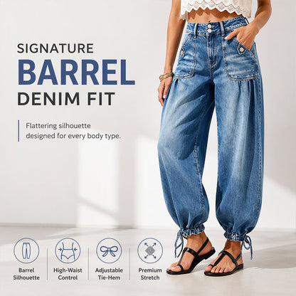 👖 Formează-le După Preferințele Tale | Blugi Baril cu Talie Înaltă și Tiv Ajustabil pentru Femei