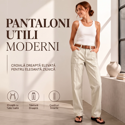 Pantaloni Drepți cu Talie Înaltă — Croială Modernă, Cusături Întărite, Eleganță Zilnică fără Efort