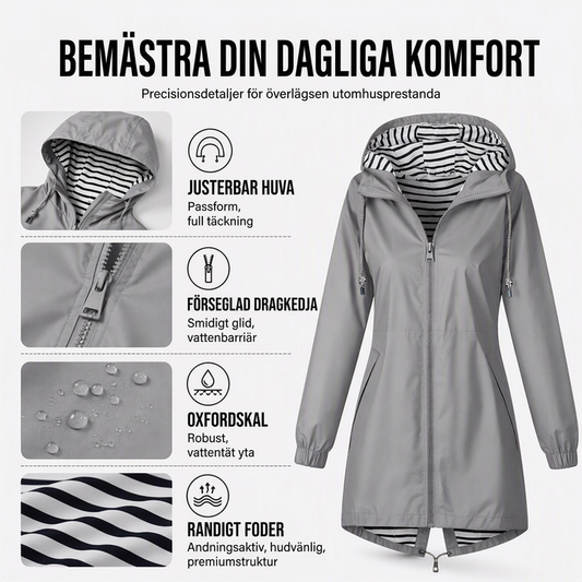 ⏳ Het erbjudande! |Damernas Vattentäta Regnjacka – Lätt & Elegant Huvtröja för Utomhusbruk