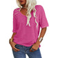 Enfärgad V-ringad T-shirt för dam