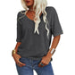 Enfärgad V-ringad T-shirt för dam