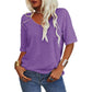 Enfärgad V-ringad T-shirt för dam