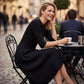 Elegant A-Line Knit Dress with Crew Neck