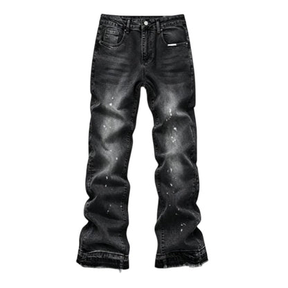 Jeans för män i urban streetstyle med färgstänk och sliten look