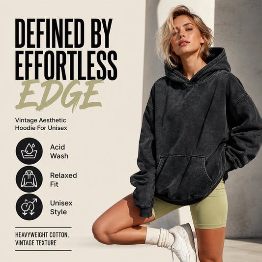 ✨😍[Alla åldrar, alla kön] Unisex Casual Oversized Acid Wash Hoodie (samma modell för både män och kvinnor 🔥)