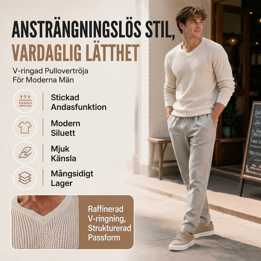 Lösa rundhalsade stickade toppar för herrar