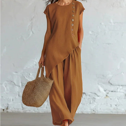 👚👖 Asymmetriskt topp & byxset för dam