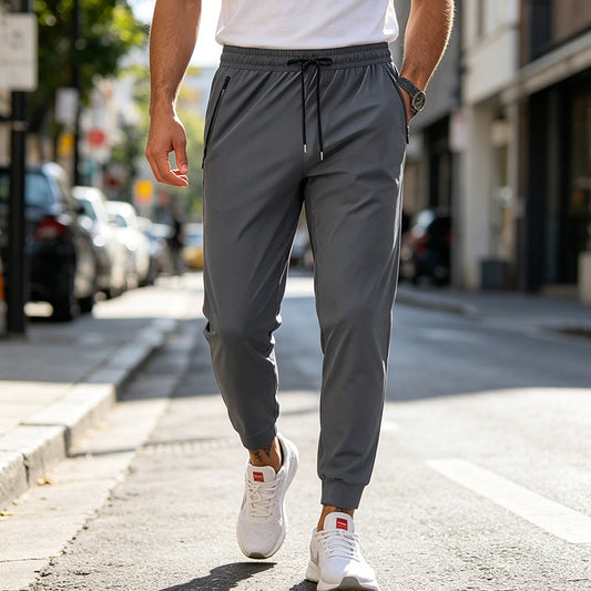 🏃 45% RABATT NU! 💨 Herr Snabbtorkande Sportbyxor – Andningsbara, 4-vägss Stretch & Dragkedjefickor ✨