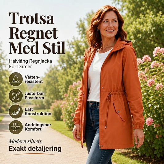 🔥 49% RABATT! Vindjacka med huva i mellankängd för kvinnor