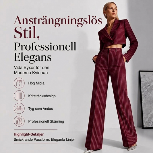 Högtaljade randiga byxor med vidben för kvinnor💼😍