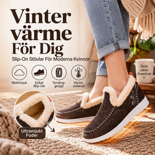 Vinterskor för kvinnor med plymfoder för snö
