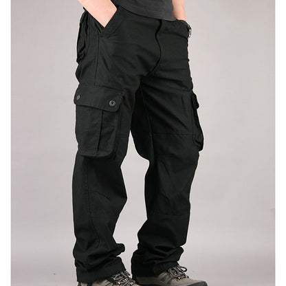 Herrar baggy passande cargobyxor med flera fickor