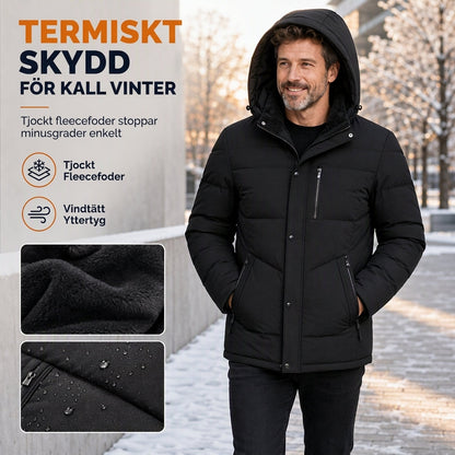 👍👍Det lägsta priset, men den bästa kvaliteten!✨ Köp den nu! Vinterrock för herrar med fleecefoder och avtagbar huva