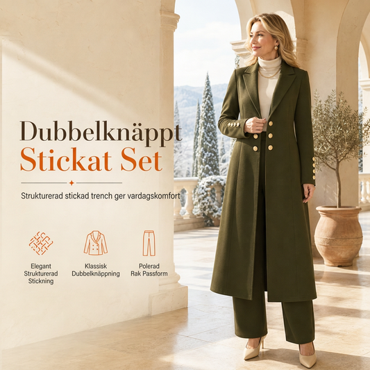 Kvinnlig elegant höst-outfit i två delar med retro långärmad kavaj och enkla byxor