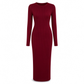 🍂 Höstens favorit ✨ Ribbstickad bodycon-maxiklänning för damer med långa ärmar och rund hals – elegant passform och bekväm stil