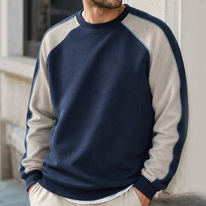Herrfärgblockerad lös Sweatshirt