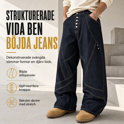 ✈️Fri frakt📢🎉35 % rabatt!!!🛍️✨Herrjeans i amerikansk vintage-stil, utsvängda, vida ben, dekonstruerade, otvättade denimbyxor med knäppning