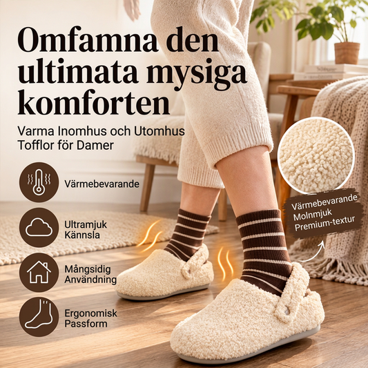 Täta tå-slippers i fuskpäls för kvinnor