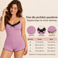 Dame-jumpsuit i blonder med sommerfugldesign på ryggen, pyjamas