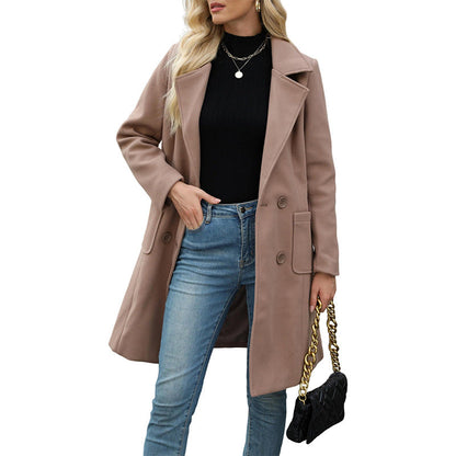 🧥 Kvinnornas dubbelknäppta ullrock – varm, mjuk, elegant och tidlös, perfekt för höst och vinter, nu till halva priset! ✨