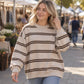👚 Avslappnad rundhalsad randig topp för kvinnor – mjuk, bekväm, mångsidig, perfekt för vardag och höst! ✨