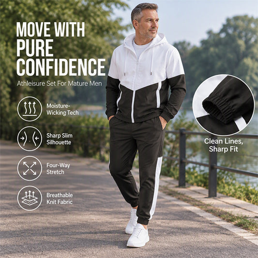 Mans Lättviktsjacka med Färgblock och Joggers Set