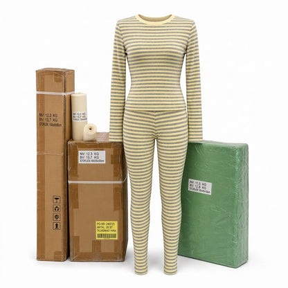 Kvinnlig Randig Färglagd Rundhalsad Långärmad Topp och Byxor Slim Fit Casual Loungewear Träning Set