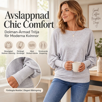 ✨ Avslappnad damtröja 🧶 med fladdermusärmar, mjuk och bekväm, perfekt för vardagsoutfits ✨
