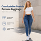 Damens Jeggings med hög midja, elastisk dragsko, cargo, smala jeans
