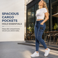 Damens Jeggings med hög midja, elastisk dragsko, cargo, smala jeans