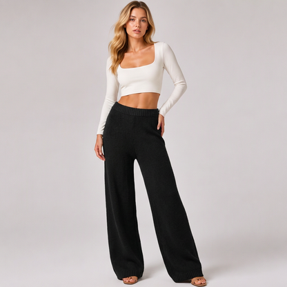 👖 Mjuka, sköna byxor med vida ben för kvinnor – bekväma, lätta och mångsidiga, perfekta för vardag och höst! ✨