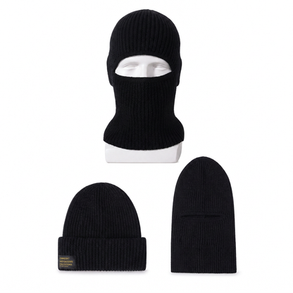 Varma stickad balaclava-mössa Vindvinter vintermoössa och ansiktsmask för kallt väder huva