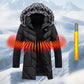 Great Gift - Men's Warm Hooded Long Jacket for Cold Weather