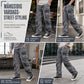 Retro tvättade vidbenade cargojeans Y2K high street-denimbyxor med fickor
